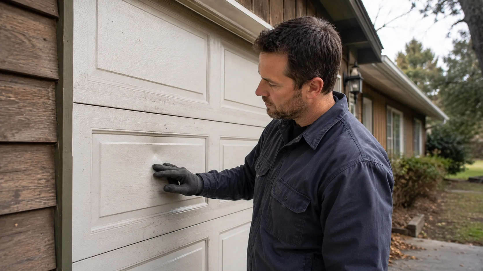 Garage door detail illustrating deciding whether your midland garage door is worth repairing