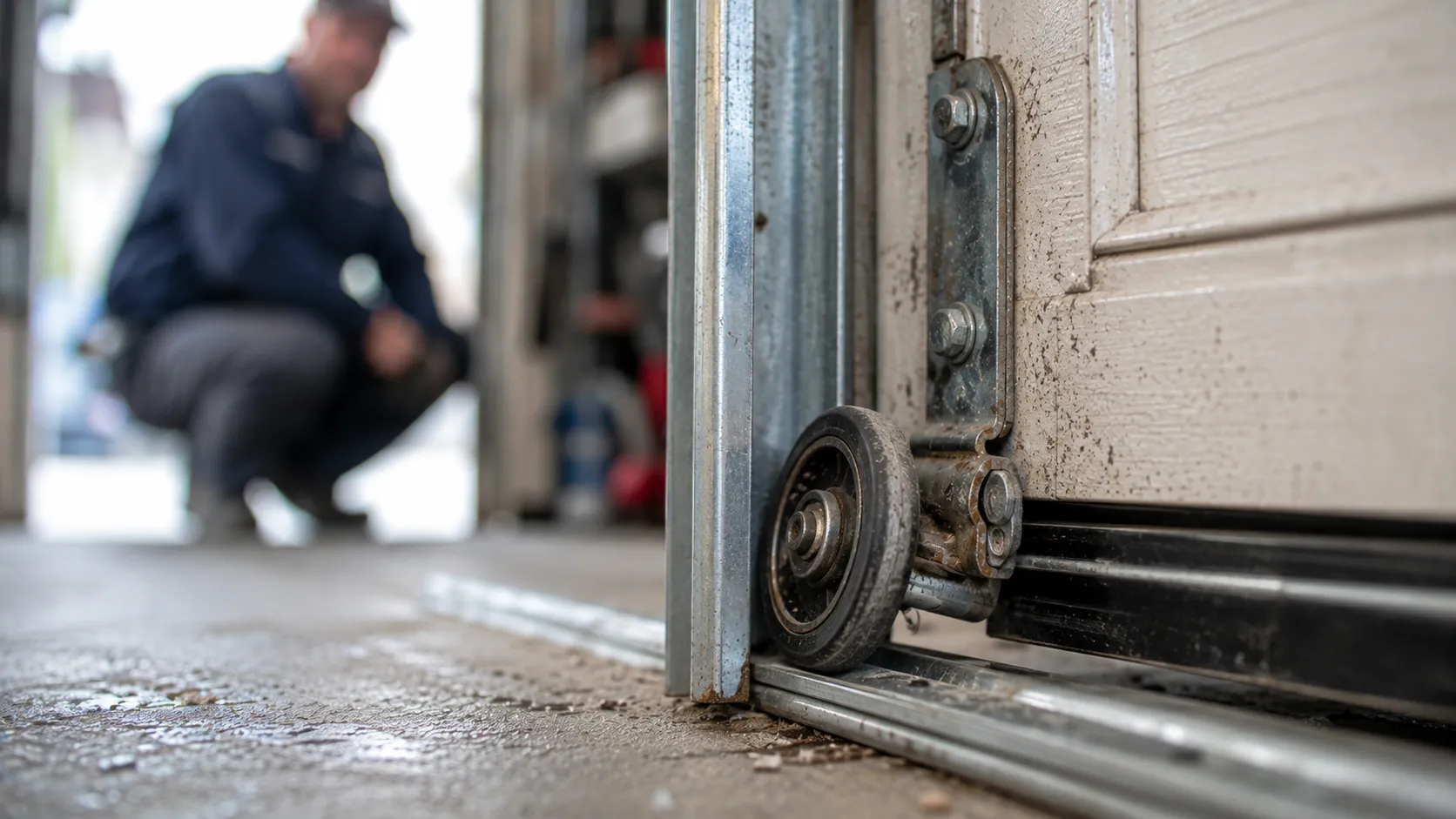 Garage door detail illustrating why a door goes off track in midland